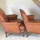 Louis VX style leather armchairs