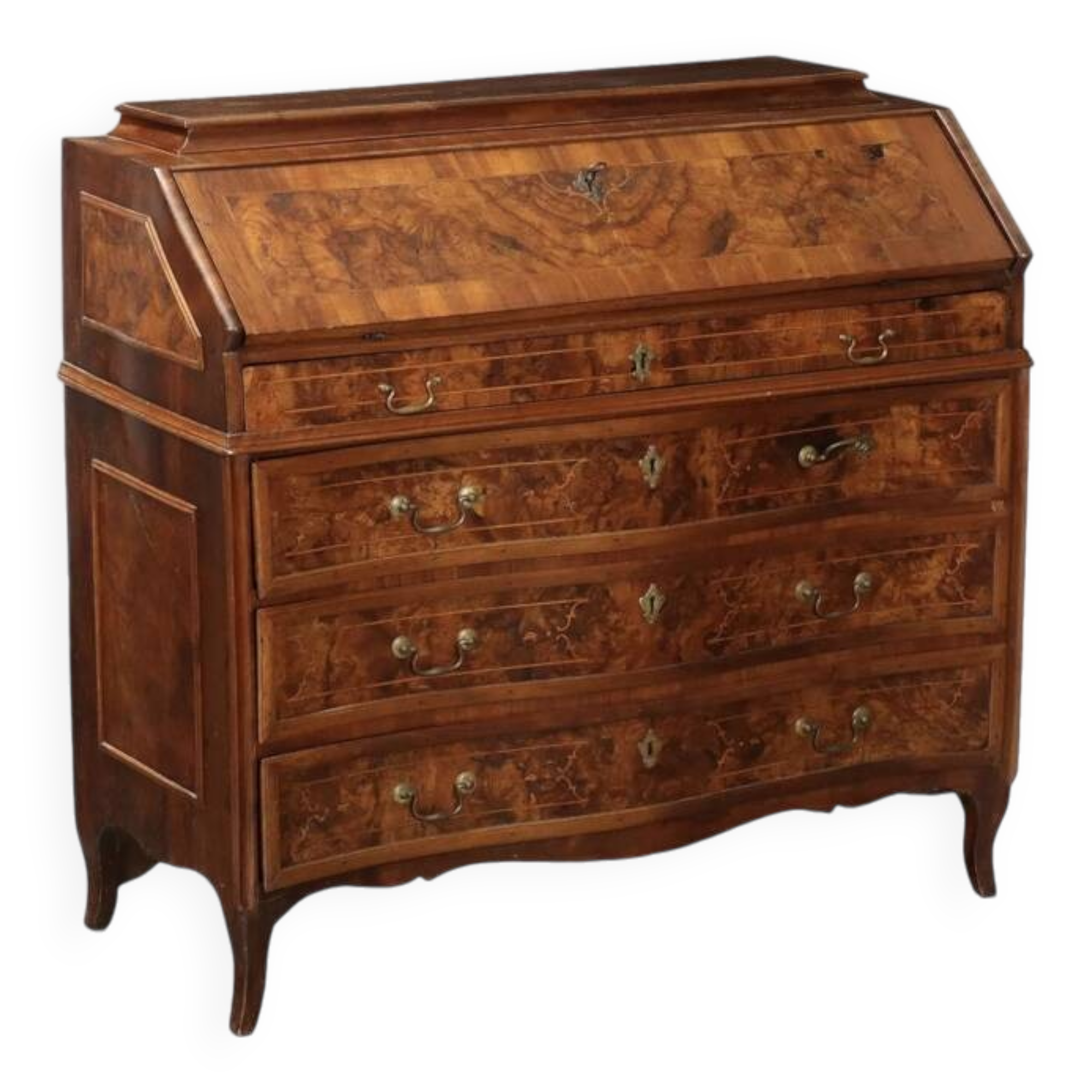 Antique Baroque Walnut Furniture 3 Drawers Italy 18th Century