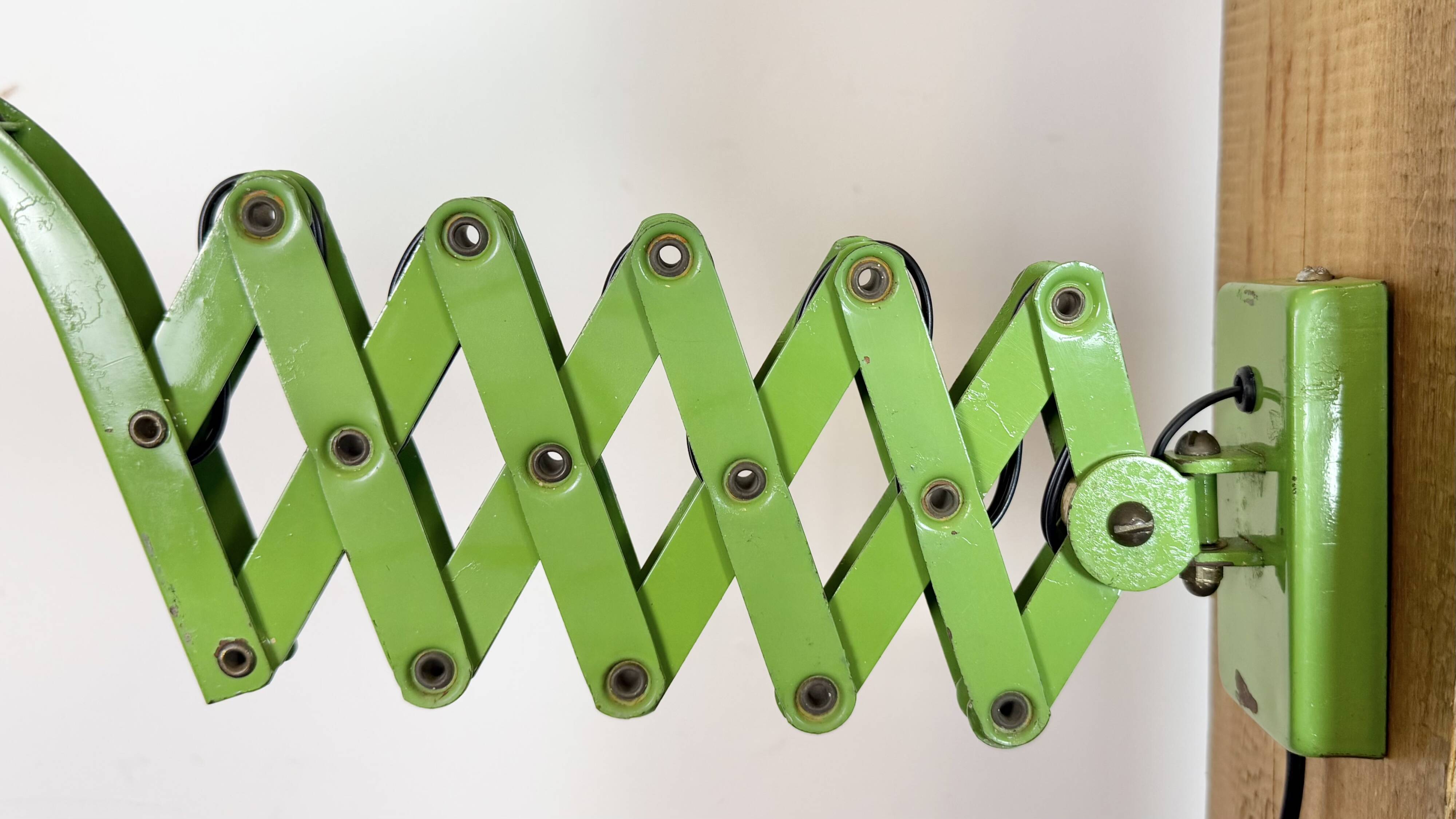 Green Industrial German Scissor Wall Lamp from Kaiser Leuchten, 1960s