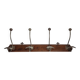 Antique wall-mounted coat rack in wood and metal with 4 hooks, 66 cm