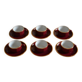 Set of 6 Apilco cups ** Rare colour Bordeaux or Burgundy **