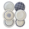 6 assiettes à dessert vintage dépareillées porcelaine bleue et blanche - Lot V