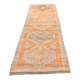 Apricot Tones Vintage Turkish Runner Rug, Oushak Wool Hallway Carpet