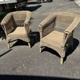 Pair of wicker armchairs