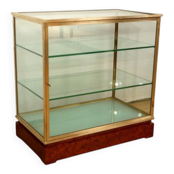 Vitrine de Présentation en Laiton et Orme – 1950