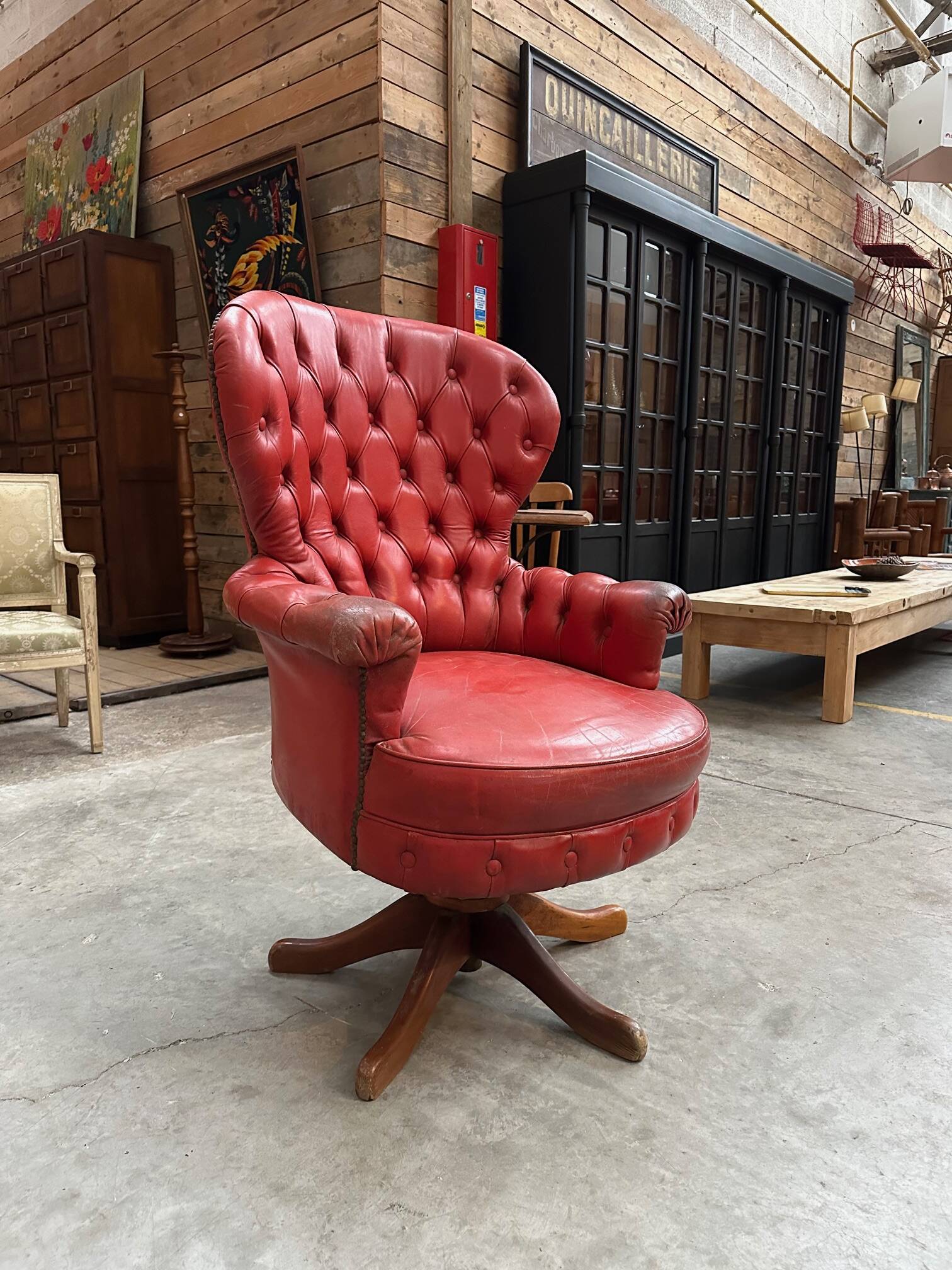 Fauteuil de bureau en cuir 60’S
