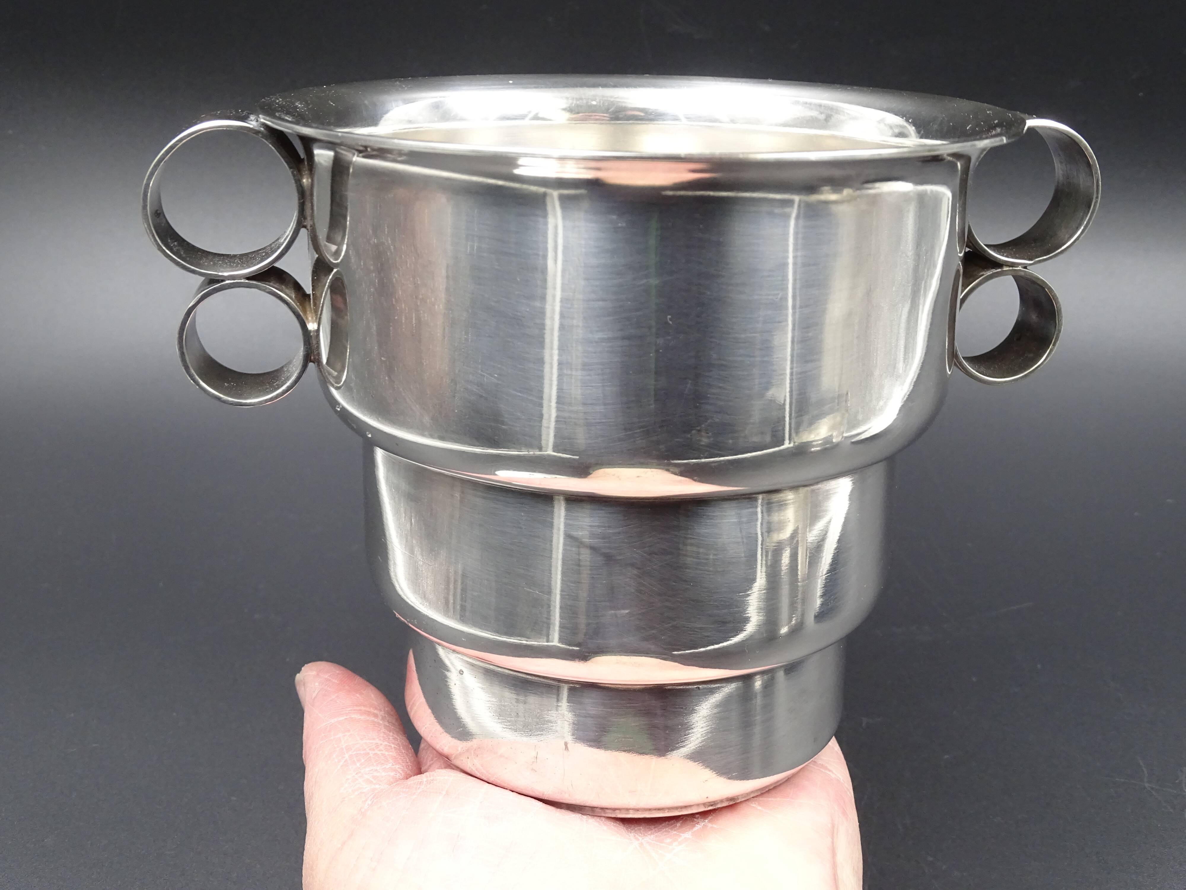 Silver metal ice bucket circa 1950