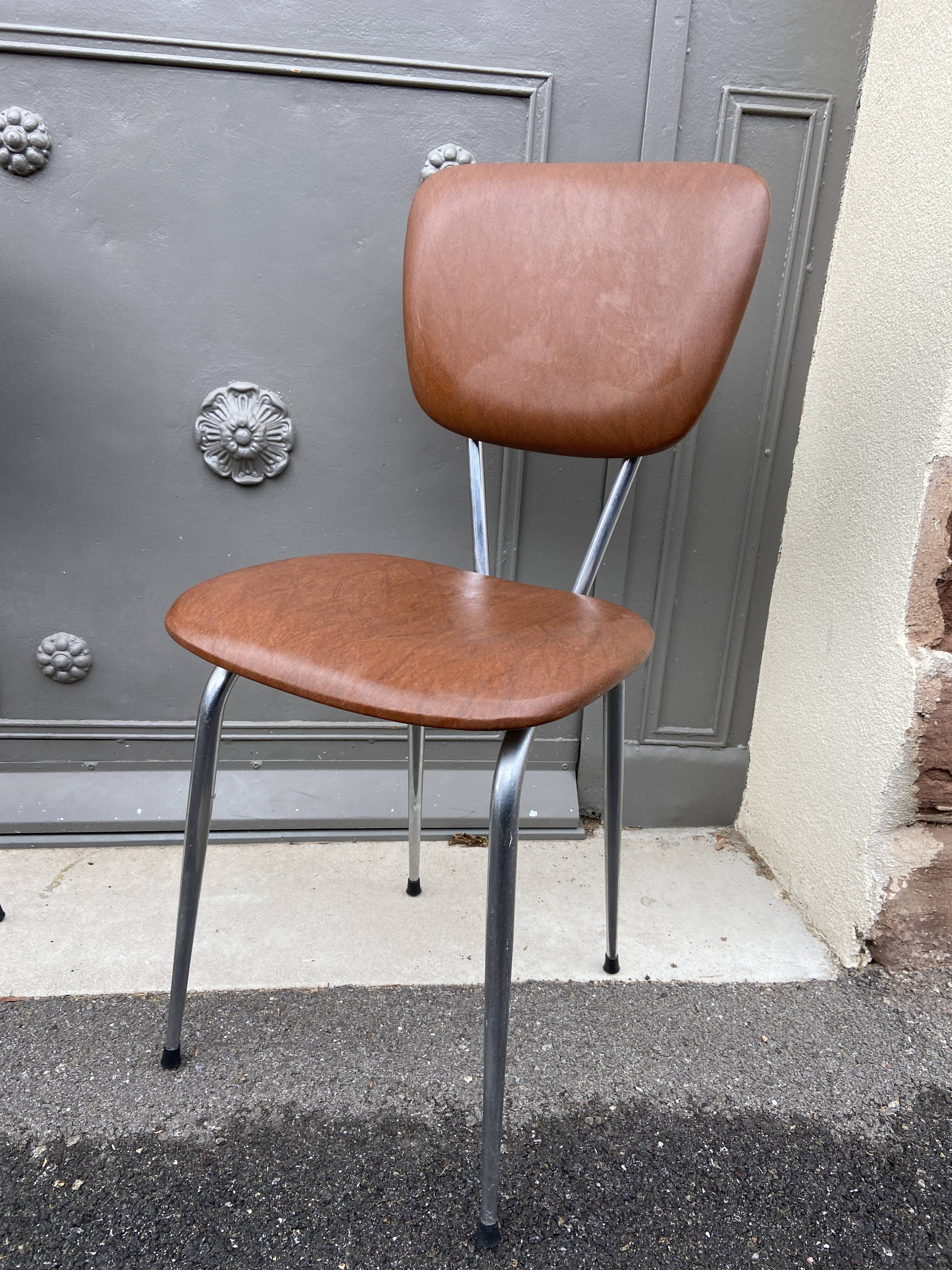 4 chairs 1960 vintage skaï