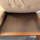 Scandinavian two-seater bench in solid teak and suede from the 1970s.