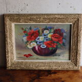 Tableau ancien bouquet de fleurs