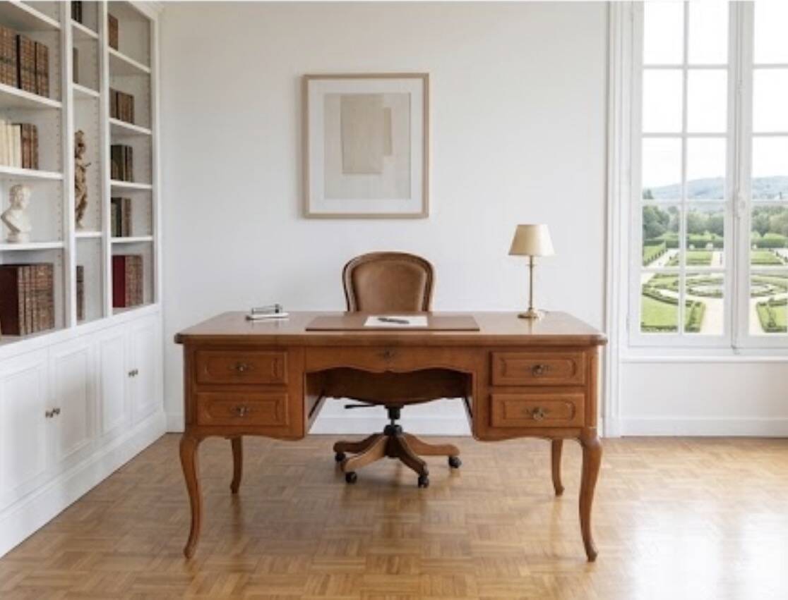 Minister's desk Louis XV with glass pane