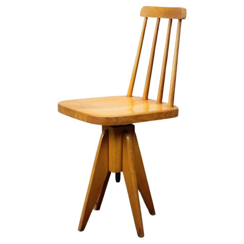 Adjustable-height beechwood chair from the 1970s, Czechoslovakia
