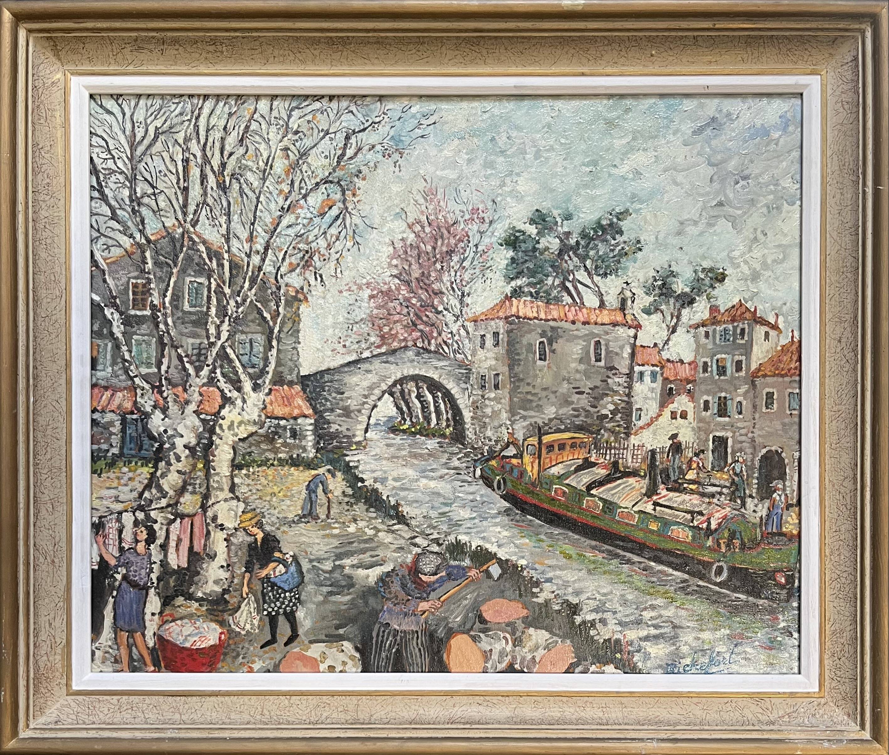 Mireille Richefort. Port du Somail. Oil on board.