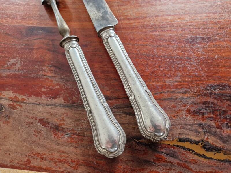 Service carving set with hollow silver handle - Spatours model