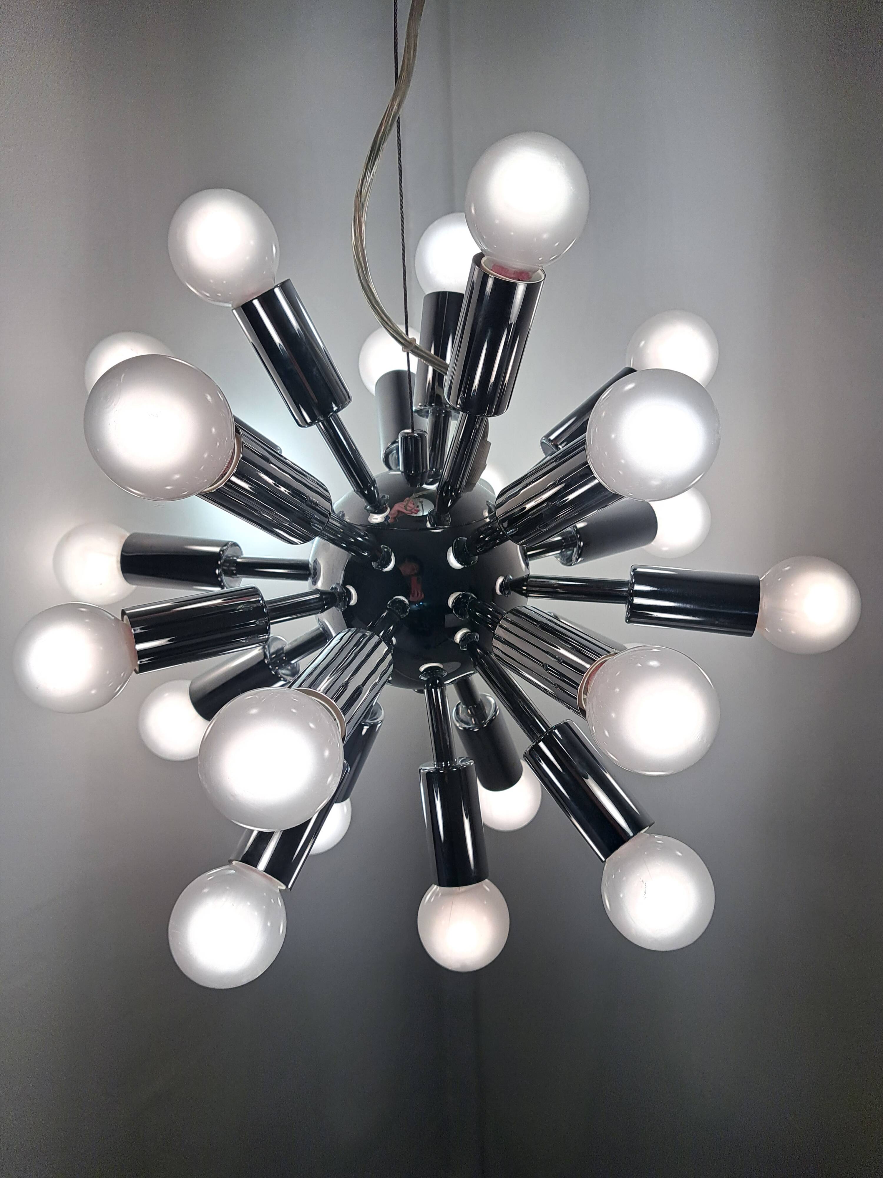 Lustre suspension sphérique Spoutnik space age 70s