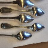Silver metal housewife 6 spoons, 6 forks