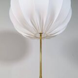 Modern mid-century brass floor lamp ASEA with round cotton shade, Sweden, 1960s