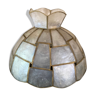 Mother-of-pearl and brass lampshades