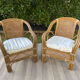 2 fauteuils vintage en cannage et bambou