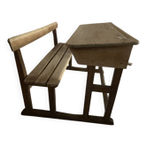 Double wooden school desk