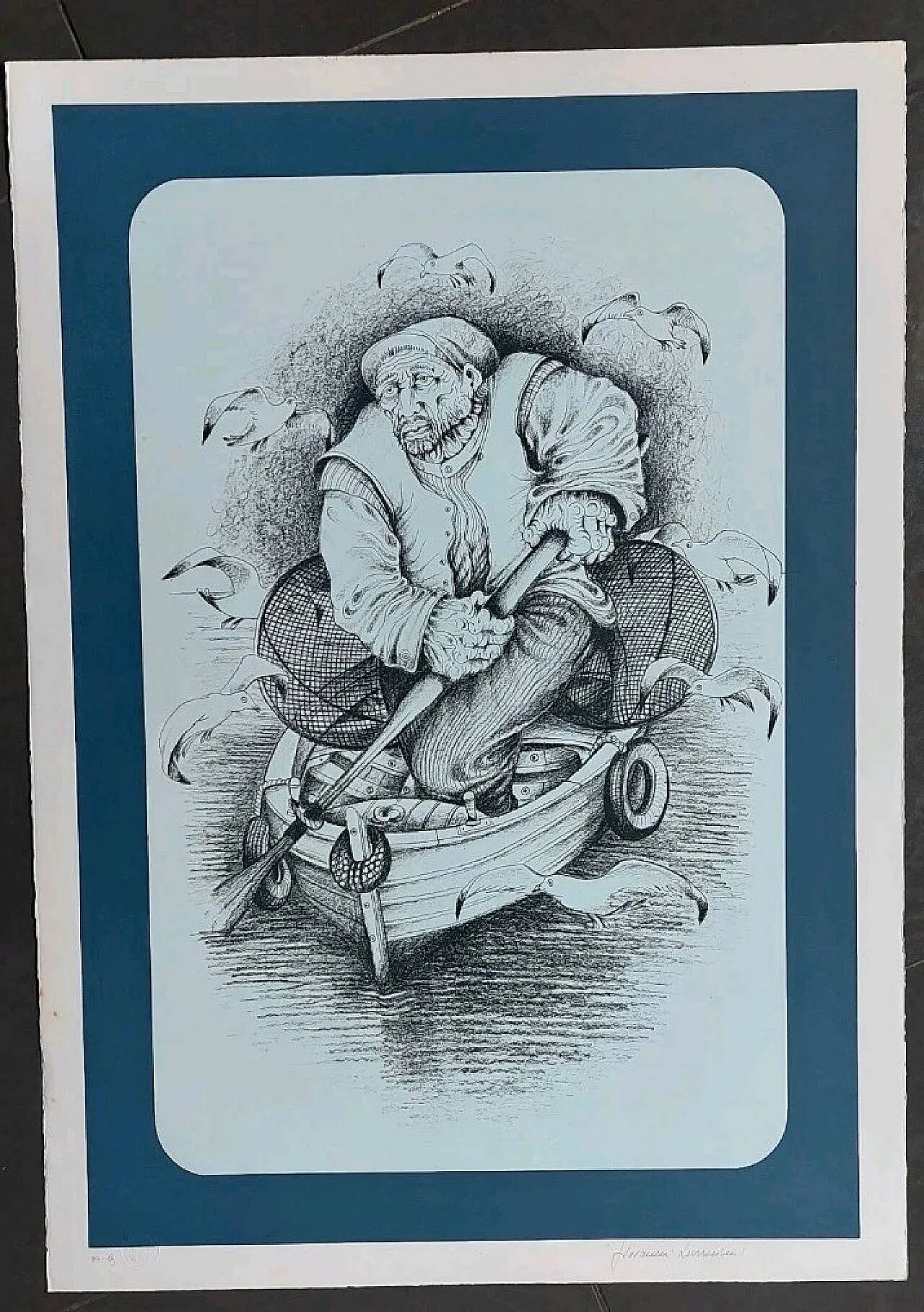 Épreuve d'artiste, lithographie par Giovanni Lazzarini, XXe siècle