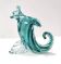 Teal Murano Glass Cornucopia Vase by Archimede Seguso, Italy