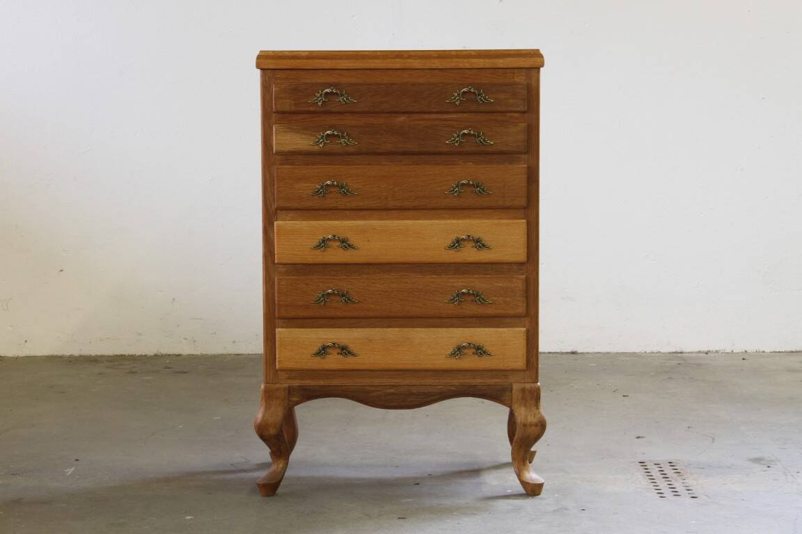 Vintage Danish 1967 Highboy 6 Drawer Dresser in Oak