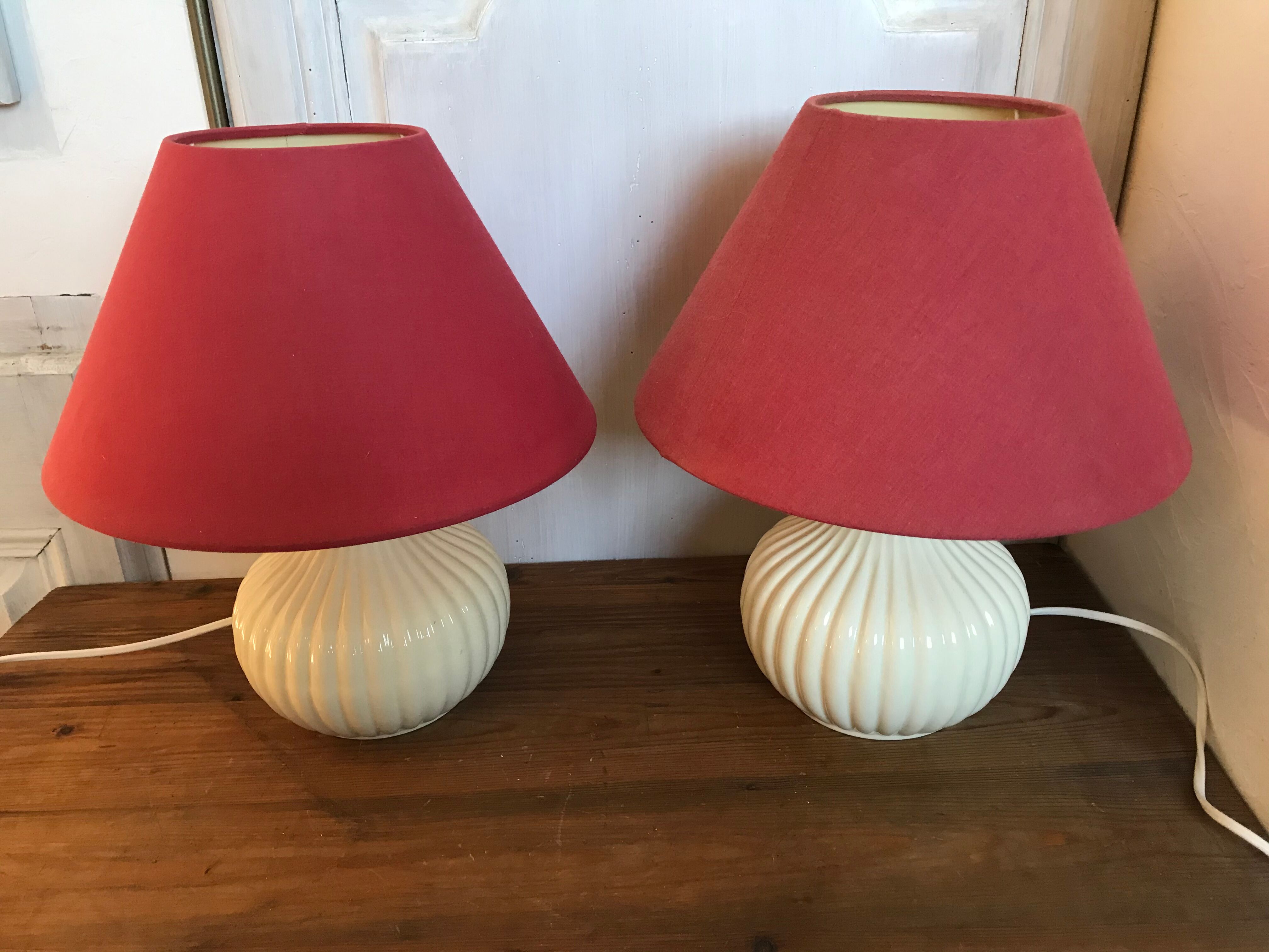 Pair of ceramic bedside lamps