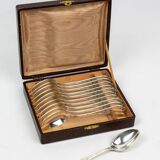 Box of 11 small spoons in Marly style CL in silver-plated metal – late 19th century