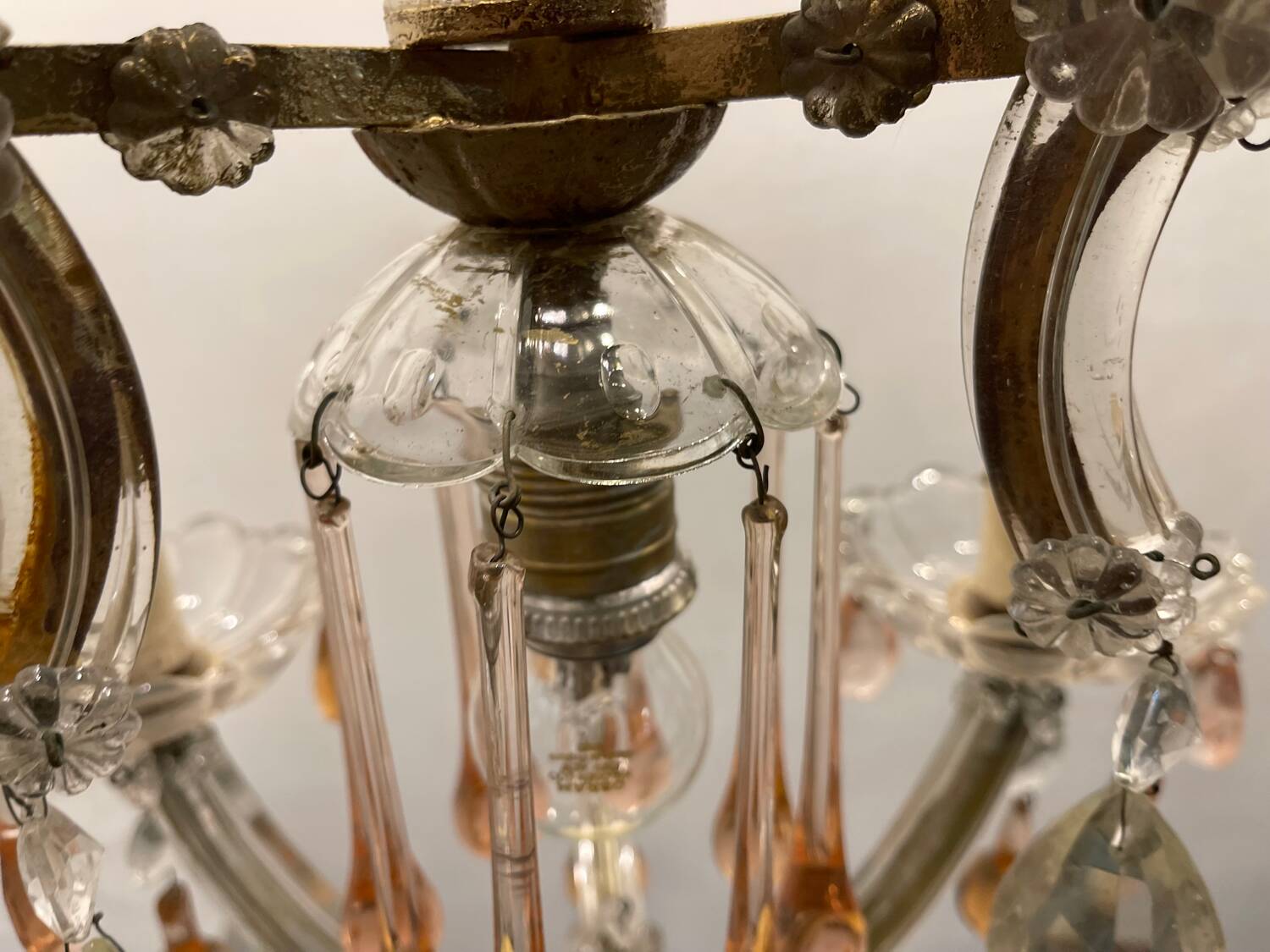 Pink Murano glass tear drop chandelier 1950’s