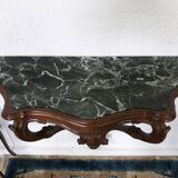 Console table wood and green marble from Aosta