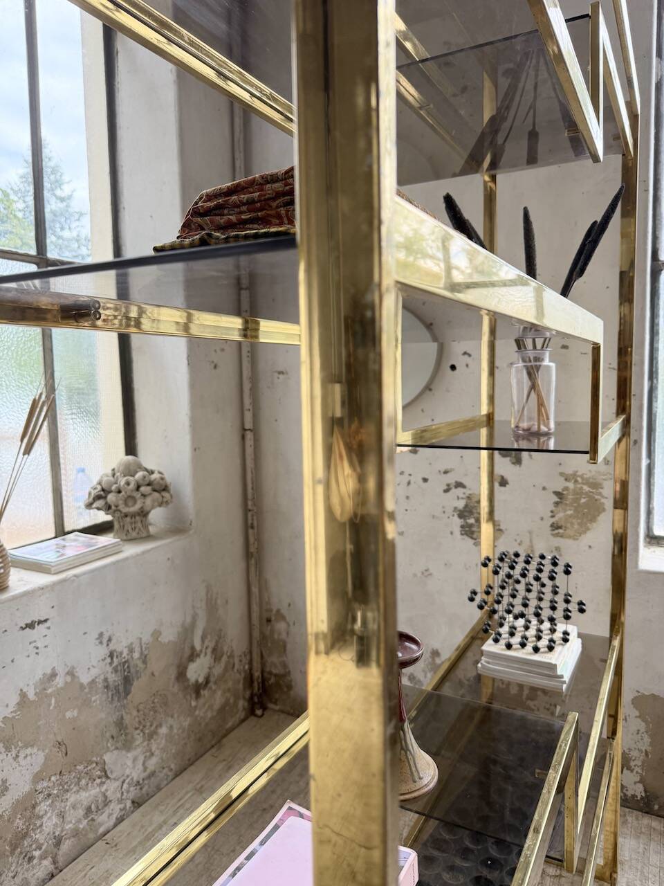 Brass shelf 1970 Belgo Chrom regency