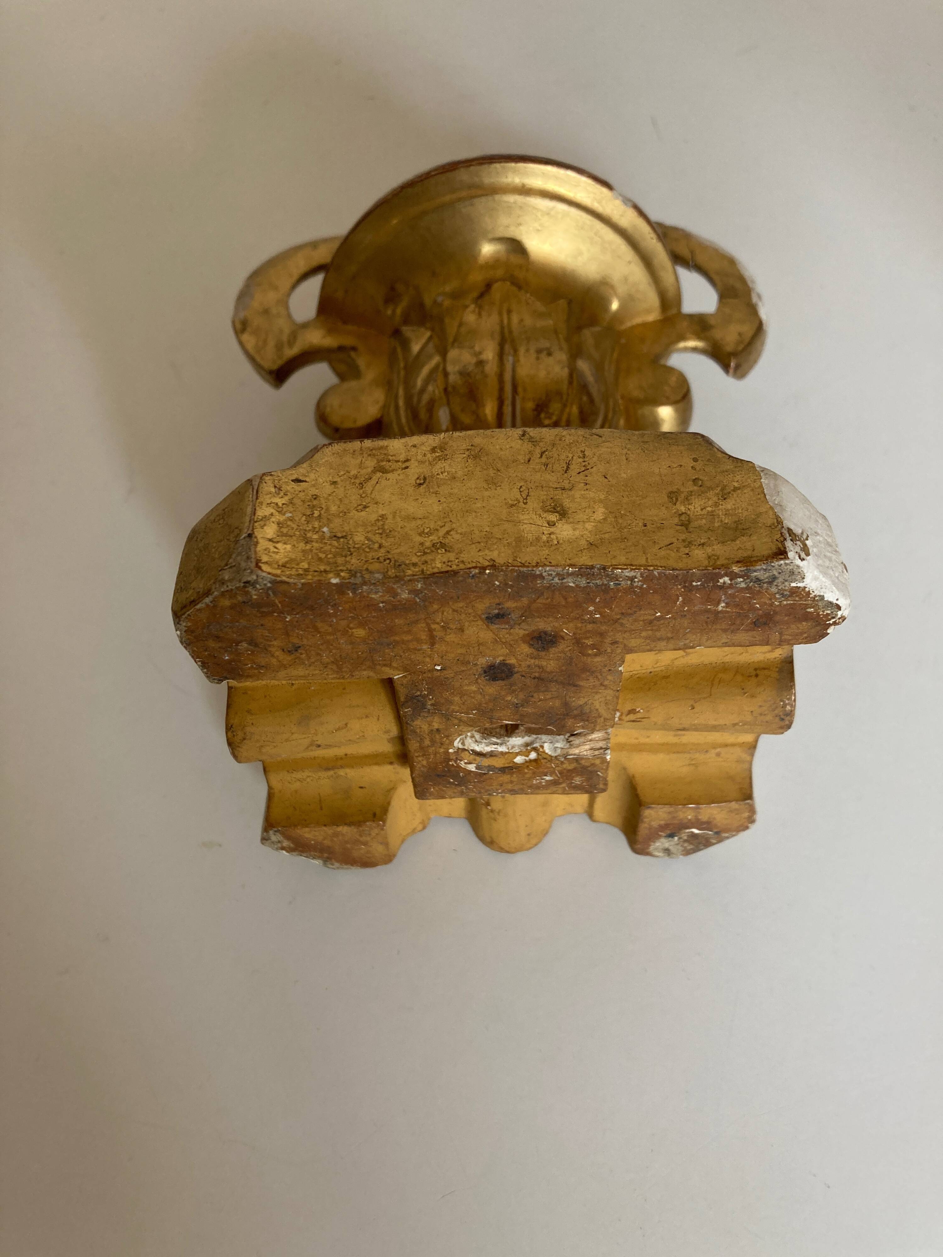 Acanthus candle holder in gilded wood 19th Naples Italy