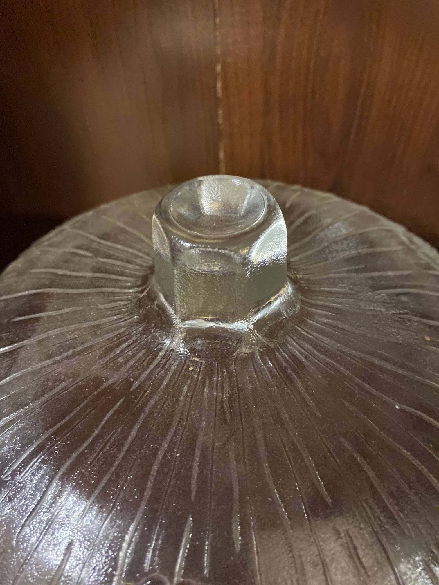 Cheese cover cake dish glass molded with relief flower decor