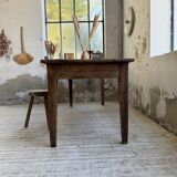 Pine and oak + walnut farmhouse table 1950