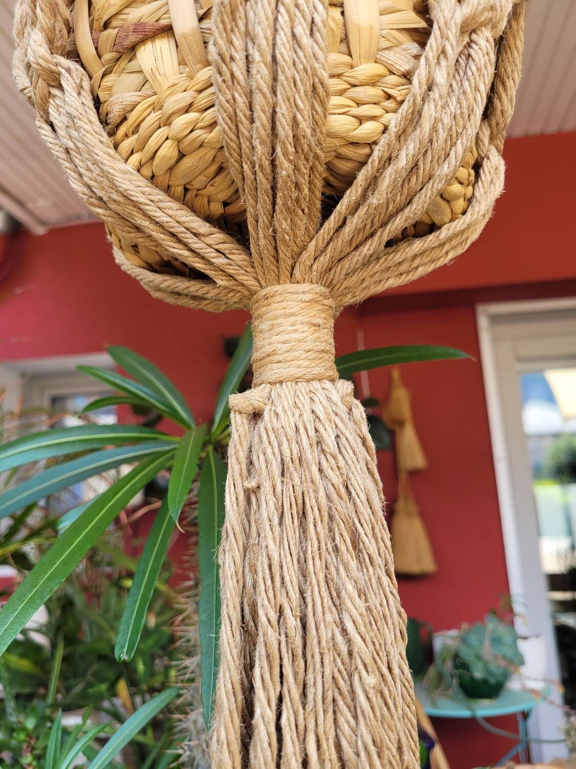 Large vintage macrame plant holder