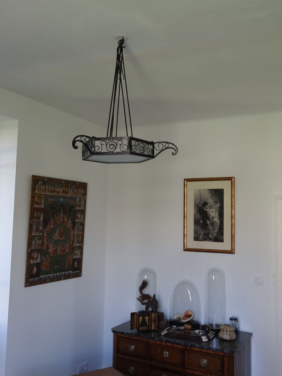 Lustre art déco en fer forgé