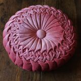 Pink braided rosette velvet cushion