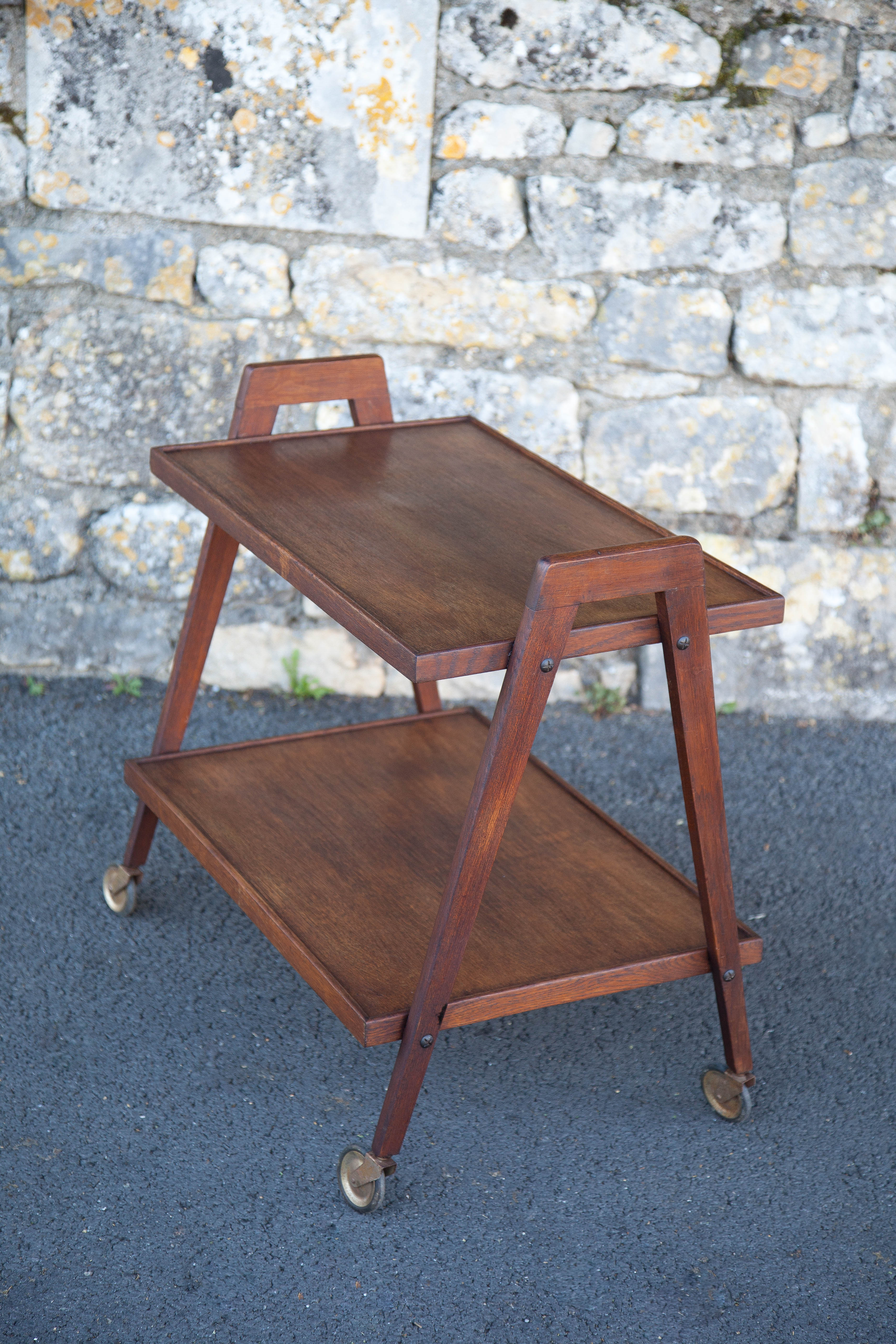 Vintage wooden serving trolley