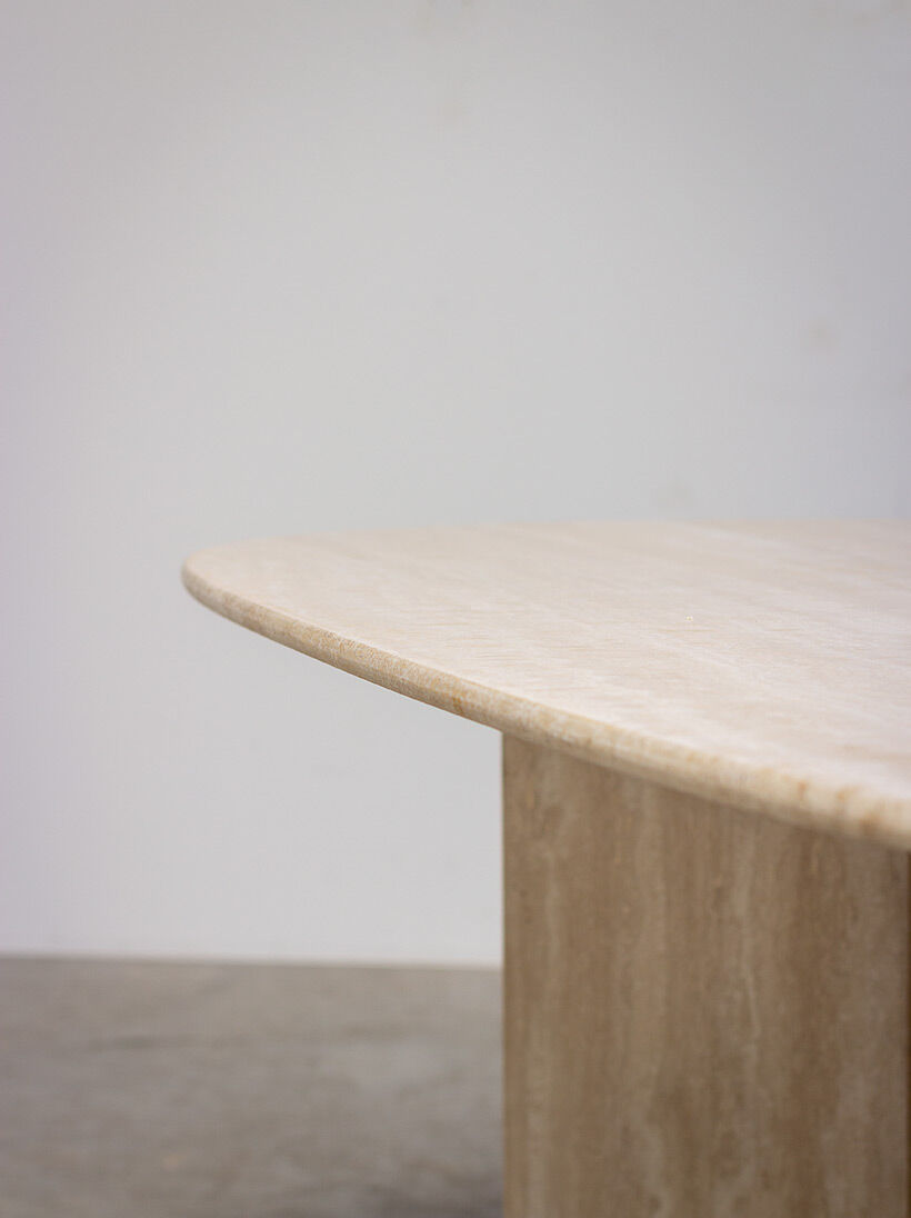 1970 oval architectural travertine dining table