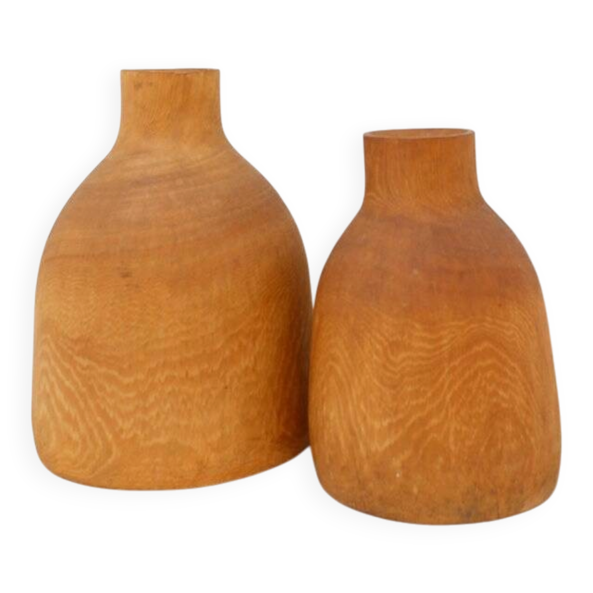 Paire de vases décoratifs vintage en bois de paulownia