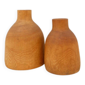 Paire de vases décoratifs vintage en bois de paulownia