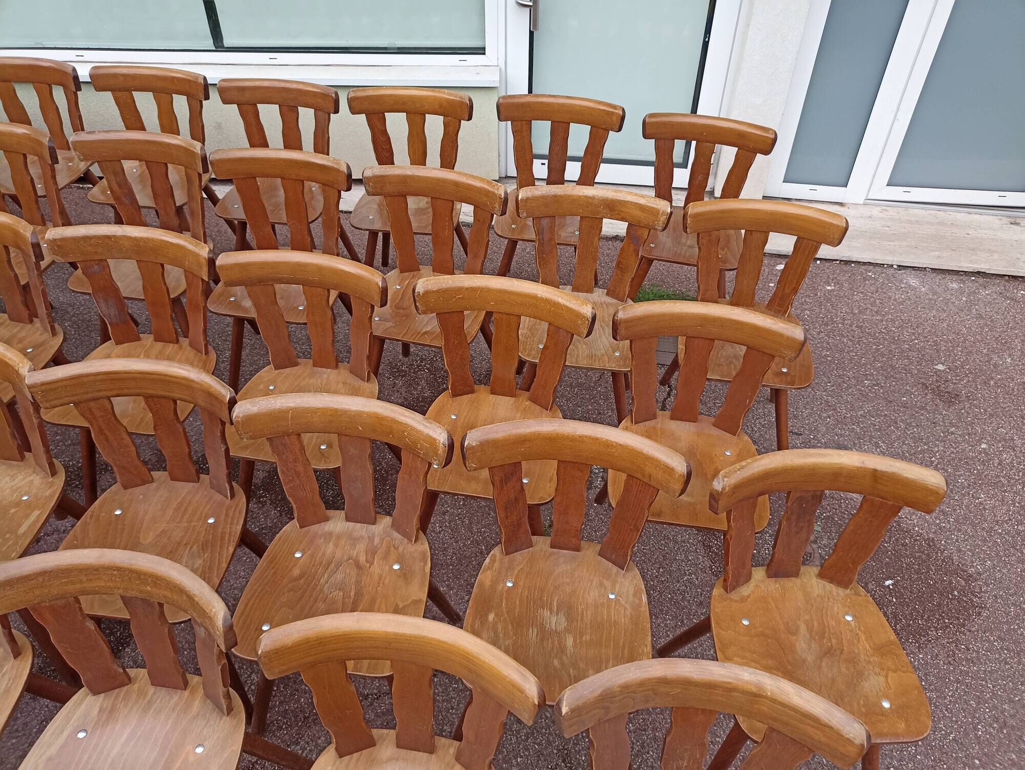 Set of 60 bistro cafe bar restaurant chairs - wood - vintage