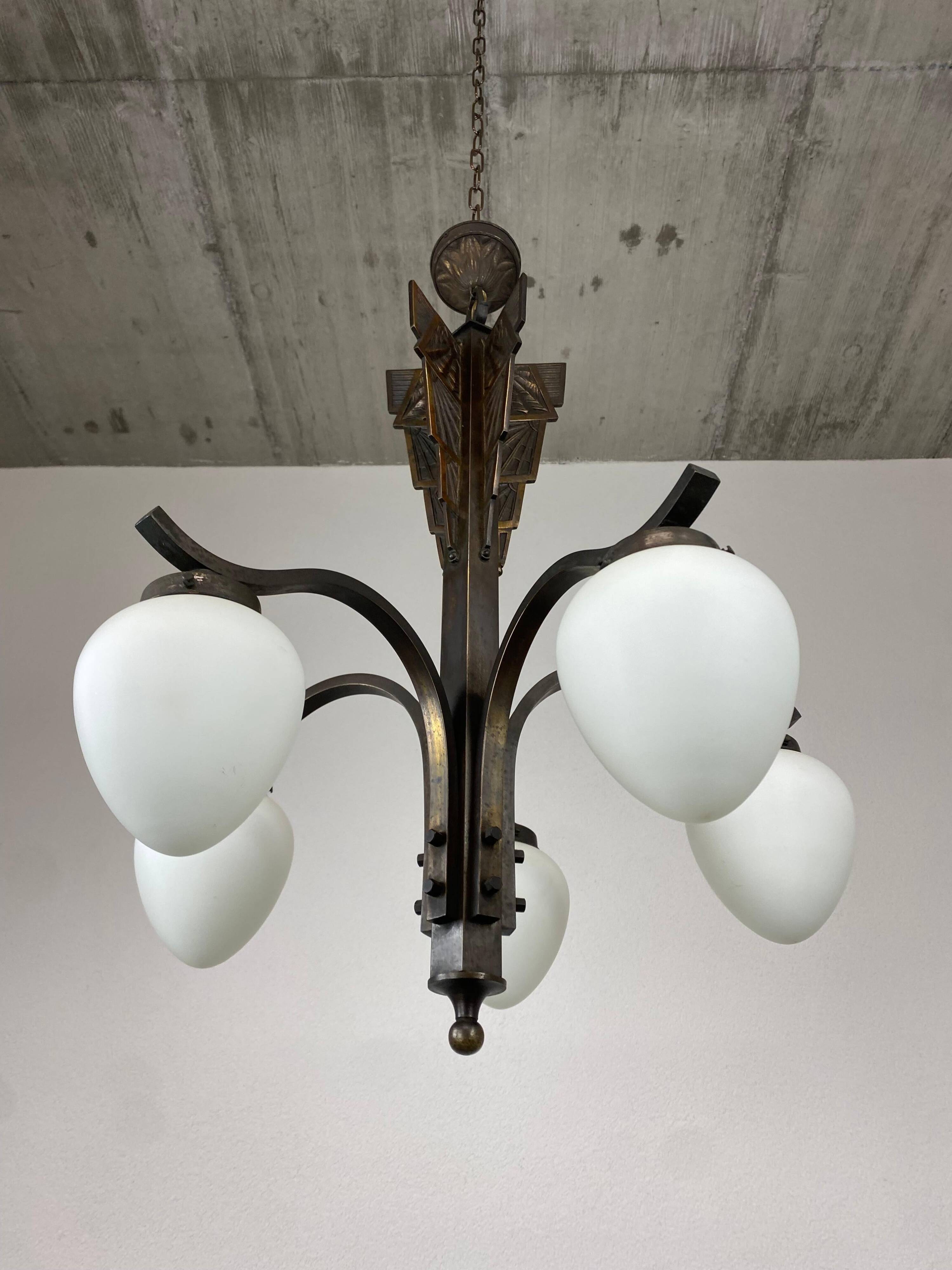 Art Deco bronze pendant lamp