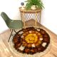 Vintage round carpet with long piles 70s