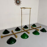 Large brass and green opaline pendant lamp 260 cm 1970s