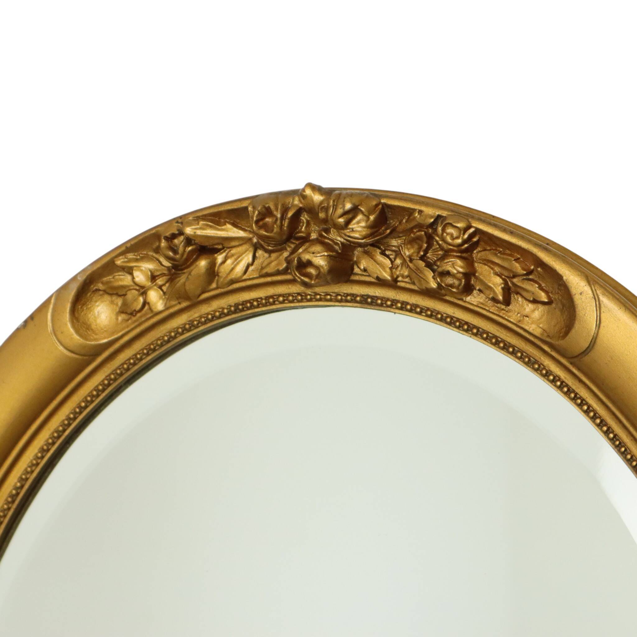 French Oval Bevelled Mirror with Rose Gold Finish 58cm