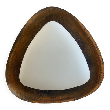Goffredo Reggiani Applique triangulaire RN cuivre et verre opalin
