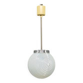 Czechoslovak Ribbed Opaline Glass Pendant Light, 1970s