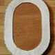 Vintage French White Oval Rattan Mirror Plywood Back Hanging Hook.